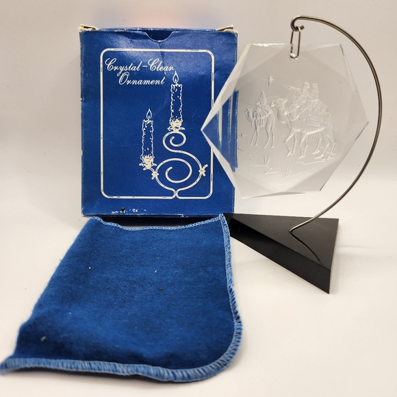 Set of Two Henco Crystal Clear Ornaments w/Stands - Picture 2 of 4